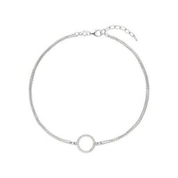 JOBO Fußkette, 925 Silber mit 24 Zirkonia 26 cm