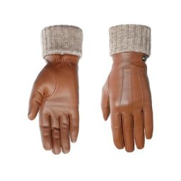 PEARLWOOD Lederhandschuhe Lipa mit Ziernähten und breitem Rippenbündchen