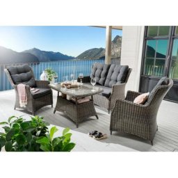 Destiny Garten-Essgruppe CASA, (13-tlg), 2 Sessel, Sofa, Tisch, aus Polyrattan, inkl. Auflagen