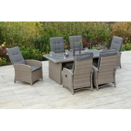 MERXX Garten-Essgruppe Atrani, (7-tlg), 6 Hochlehner mit Kissen, Tisch