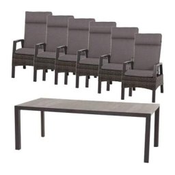 Siena Garden Garten-Essgruppe Taranto/Ancona, (Set, 13-tlg), bestehend aus 6 Move-Sessel, 6 Auflagen und 1 Tisch