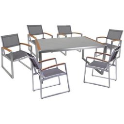 Garden Pleasure Garten-Essgruppe AVA, (7-tlg), mit hochwertigen Holzapplikationen