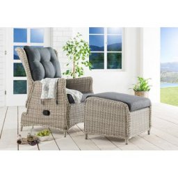 Destiny Gartenlounge-Set CASA, (Set, 5-tlg), 1 Relax Sessel verstellbar mit Fußhocker