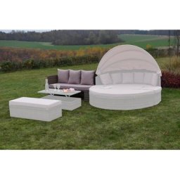 MERXX Garten-Essgruppe Riva Erweiterungsset, (8-tlg), 2 Sitzbänke, inkl. Sitz-und Rückenkissen mit höhenverstellbarem Tisch