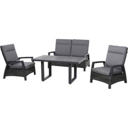 Siena Garden Gartenlounge-Set Taranto, Aus Alu und Geflecht, inkl. Kissen