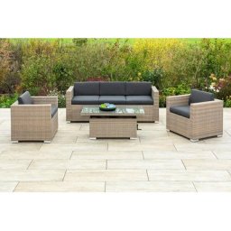 MERXX Gartenlounge-Set Bellante, (4-tlg), 2 Sessel, Sitzbank, ausziehbarer Tisch, mit Auflagen