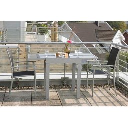 MERXX Balkonset Milano, 3-tlg., 2 Stapelsessel, Tisch 65(130)x65 cm, Alu/Textil