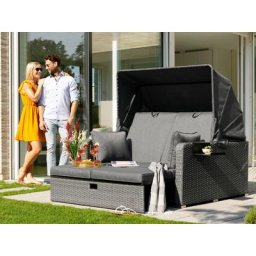 KONIFERA Loungebett Sylt, 8 Teile, Sofa, Zierkissen, Hängetisch mit klappbarem Dach