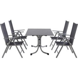 Siena Garden Garten-Essgruppe Tesoro / Sola, (Set, 5-tlg), bestehend aus 4 Sesseln und 1 Tisch