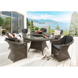 Destiny Garten-Essgruppe LUNA/ MALAGA, (20-tlg), 6 Sessel, 1 Tisch Ø 150er Tisch mit Drehteller, inkl. Auflagen