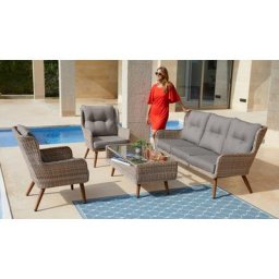 KONIFERA Gartenlounge-Set Malibu, (14-tlg), 3er Sofa, 2 Sessel, Tisch, Polyrattan