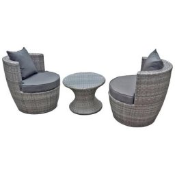 Garden Pleasure Balkonset, (Set, 3-tlg), 2 Sessel, Tisch Ø 58 cm, Polyrattan