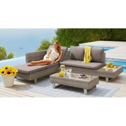 KONIFERA Gartenlounge-Set Long Beach New, (11-tlg), Ecklounge, Tisch 108x53 cm, Polyrattan