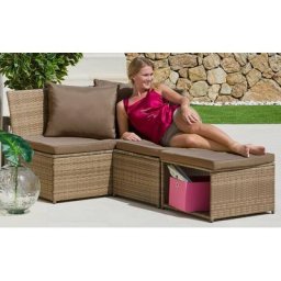 KONIFERA Gartenlounge-Set Marseille, (8-tlg), Sofa, Tisch 57x57 cm, Hocker, Polyrattan