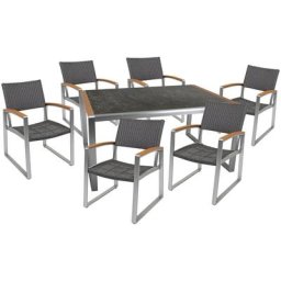 Garden Pleasure Garten-Essgruppe AVERNA, (7-tlg), robuster Glastisch