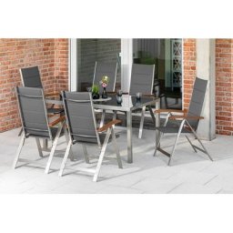MERXX Garten-Essgruppe Ferrara, (7-tlg), 6 Klappsessel mit Tisch