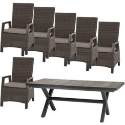 Siena Garden Garten-Essgruppe Corido, (Set, 13-tlg), bestehend aus 6 Sesseln, 6 Kissen und 1 Tisch