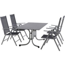 Siena Garden Garten-Essgruppe Saturn / Sola, (Set, 5-tlg), bestehend aus 4 Sesseln und 1 Tisch