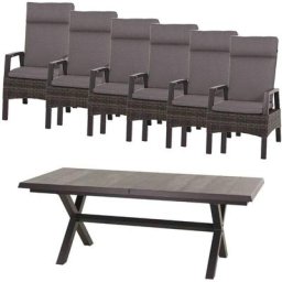 Siena Garden Garten-Essgruppe Taranto/Sincro, (Set, 13-tlg), bestehend aus 6 Move-Sessel, 6 Auflagen und 1 Ausziehtisch