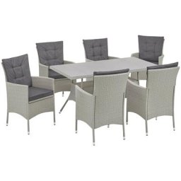 KONIFERA Garten-Essgruppe Mailand, (19-tlg), 6 Sessel, Tisch 150x80 cm, Polyrattan
