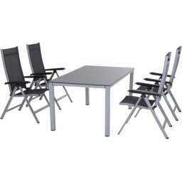 Siena Garden Garten-Essgruppe Tesoro / Sola, (Set, 5-tlg), bestehend aus 4 Sesseln und 1 Tisch