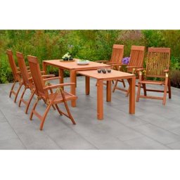 MERXX Garten-Essgruppe Comodoro, (Set, 7-tlg), 7 Klappsessel, 5-fach verstellbar, Ausziehtisch