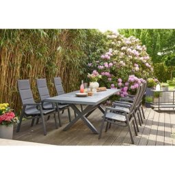 Siena Garden Garten-Essgruppe Milano / Messina, (Set, 7-tlg), bestehend aus 6 Sesseln und 1 Ausziehtisch