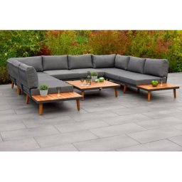 MERXX Garten-Essgruppe Akropolis, (Set, 24-tlg), Eckbank in U-Form, inkl. Sitz-und Rückenkissen, Tisch