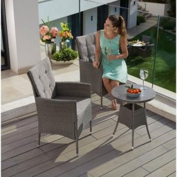 KONIFERA Balkonset Mailand, (7-tlg), 2 Sessel, Tisch Ø 50 cm, Polyrattan
