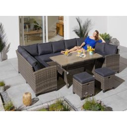 KONIFERA Gartenlounge-Set Rotterdam, (20-tlg), 3x Sofa, 2 Hocker, Tisch 120x82 cm, Polyrattan