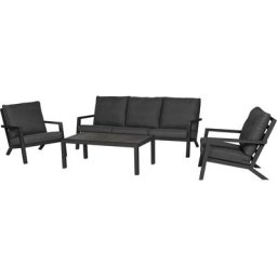 Siena Garden Gartenlounge-Set Belia, (Set, 14-tlg), bestehend aus 2 Sesseln, 1 Sofa, 1 Tisch und 10 Auflagen