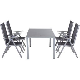 Siena Garden Garten-Essgruppe Saturn / Sola, (Set, 5-tlg), bestehend aus 4 Sesseln und 1 Tisch