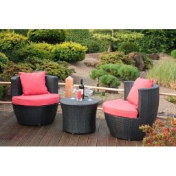 Garden Pleasure Balkonset, (Set, 3-tlg), 2 Sessel, Tisch Ø 58 cm, Polyrattan
