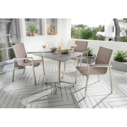 Destiny Garten-Essgruppe ALTOS / LOFT, (Set, 4-tlg), 3 Stapelsessel mit Tisch 80x80 cm, Tischplatte UV beständig