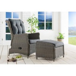 Destiny Gartenlounge-Set CASA, (Set, 5-tlg), 1 Relax Sessel verstellbar mit Fußhocker