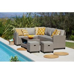 KONIFERA Gartenlounge-Set Lorca de luxe, (16-tlg), 2x Ecksofa, 2 Hocker, Tisch 100x55 cm, Polyrattan