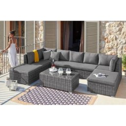 KONIFERA Gartenlounge-Set New York, (21-tlg), Ecklounge, Tisch 110x65 cm, Polyrattan