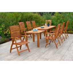 MERXX Garten-Essgruppe Paraiba, (Set, 9-tlg), 8 Klappsessel, 5-fach verstellbar, Ausziehtisch