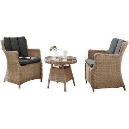 Destiny Balkonset LUNA MALAGA, (8-tlg), 2 Sessel, Tisch Ø 60x55 cm und Auflagen, natur meliert