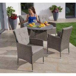 KONIFERA Garten-Essgruppe Mailand, (13-tlg), 4 Sessel, Tisch Ø 100 cm, Polyrattan