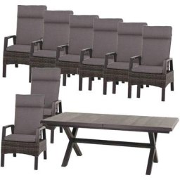 Siena Garden Garten-Essgruppe Taranto, (Set, 17-tlg), bestehend aus 8 Sesseln inkl. Auflagen und 1 Tisch