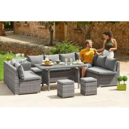 KONIFERA Gartenlounge-Set Kalamos, (23-tlg), 3er-Sofa, 2x 2er Sofa, Ecksofa, 2 Hocker, 2 Tische