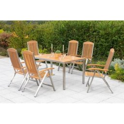MERXX Garten-Essgruppe Keros, (7-tlg), 6 Klappsessel mit Tisch