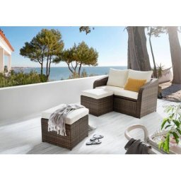 Destiny Balkonset Jersey II, (10-tlg), Lounge-Set mit Polsterauflagen, höhenverstellbarer Tisch 22-55 cm