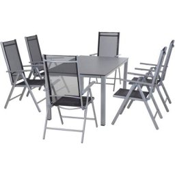 Siena Garden Garten-Essgruppe Saturn / Sola, (Set, 7-tlg), bestehend aus 6 Sesseln und 1 Tisch