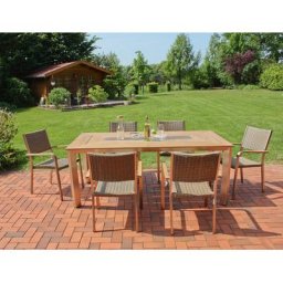Garden Pleasure Garten-Essgruppe FLORENCE, (7-tlg), mit platzsparenden Stapelstühlen