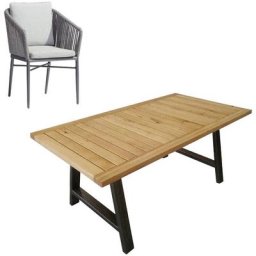 acamp Garten-Essgruppe MANHATTAN, 6x Sessel, 1x Tisch: 180x95x74 cm
