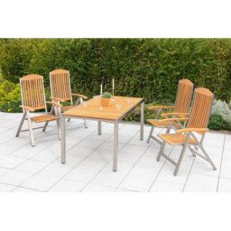 MERXX Garten-Essgruppe Keros, (5-tlg), 4 Klappsessel mit Tisch