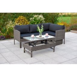 MERXX Balkonset Viletta, (8-tlg), Tisch höhenverstellbar (BxLxH): 55x100x42-68 cm, inkl. Auflagen
