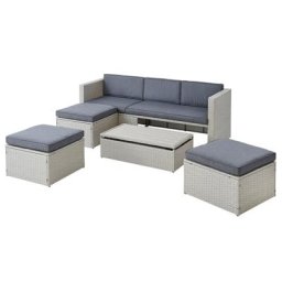 KONIFERA Gartenlounge-Set Lagos Premium, (13-tlg), 3er-Sofa, 3 Hocker, Tisch, Polyrattan